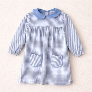Little English Blue and White Striped Dress with Pockets Size 4t